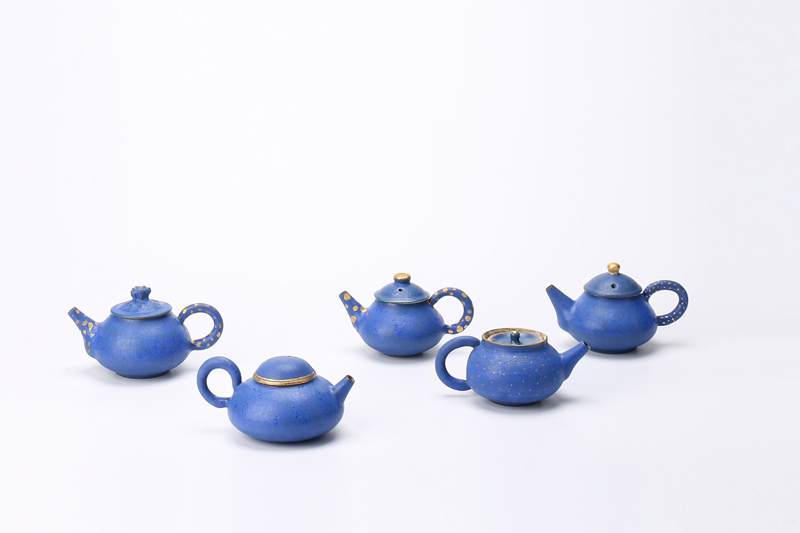 blauwe theepotjes